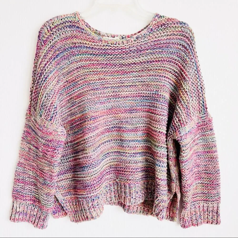 Easel Multicolor Space Dye Slouchy Loose Knit Oversized Sweater Small - Picture 2 of 10